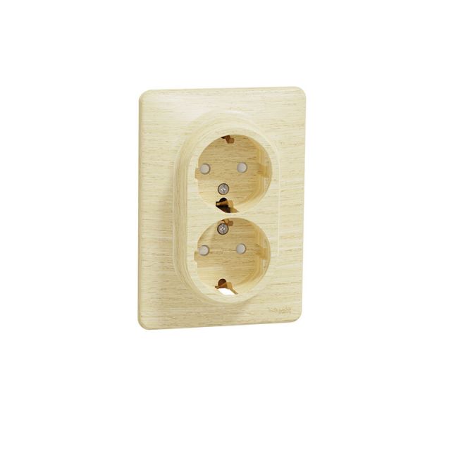 Sedna Design & Elements Double Safety Socket with Side Earthing with Screws Wood Birch SDD380221
