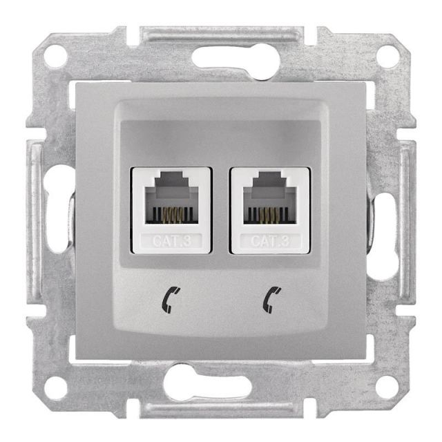 Sedna Πρίζα Τηλεφώνου RJ11 Διπλή Αλουμίνιο SDN4201160