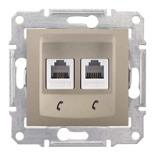 Sedna Telephone RJ11 Socket 2 Gangs Titanium SDN4201168
