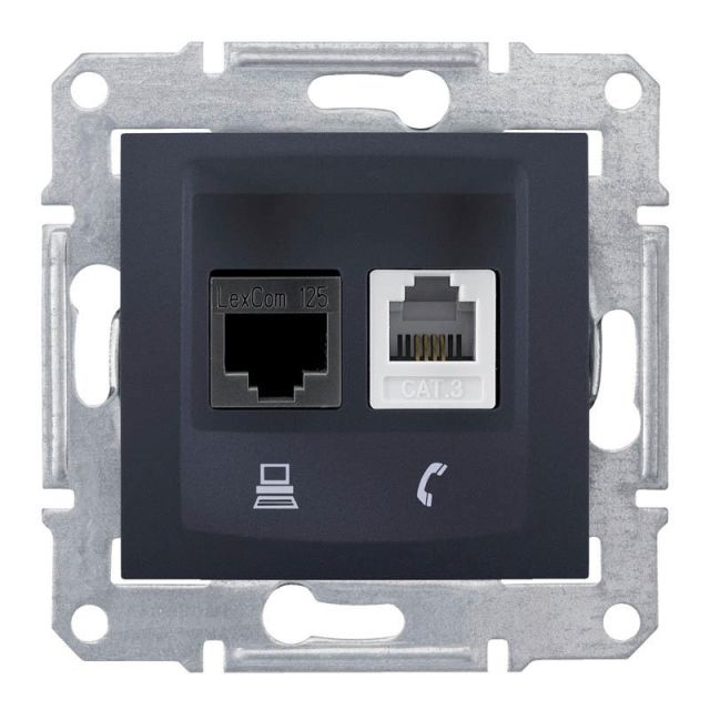Sedna RJ11/RJ45 CAT6 Socket Graphite SDN5200170